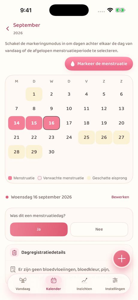 Mijn cyclus · Een kijkje in de app 2